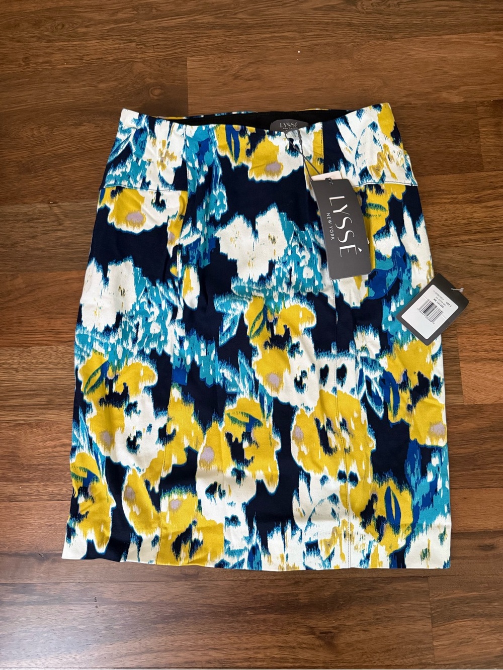 Lysse Navy Floral-Print Midi Skirt